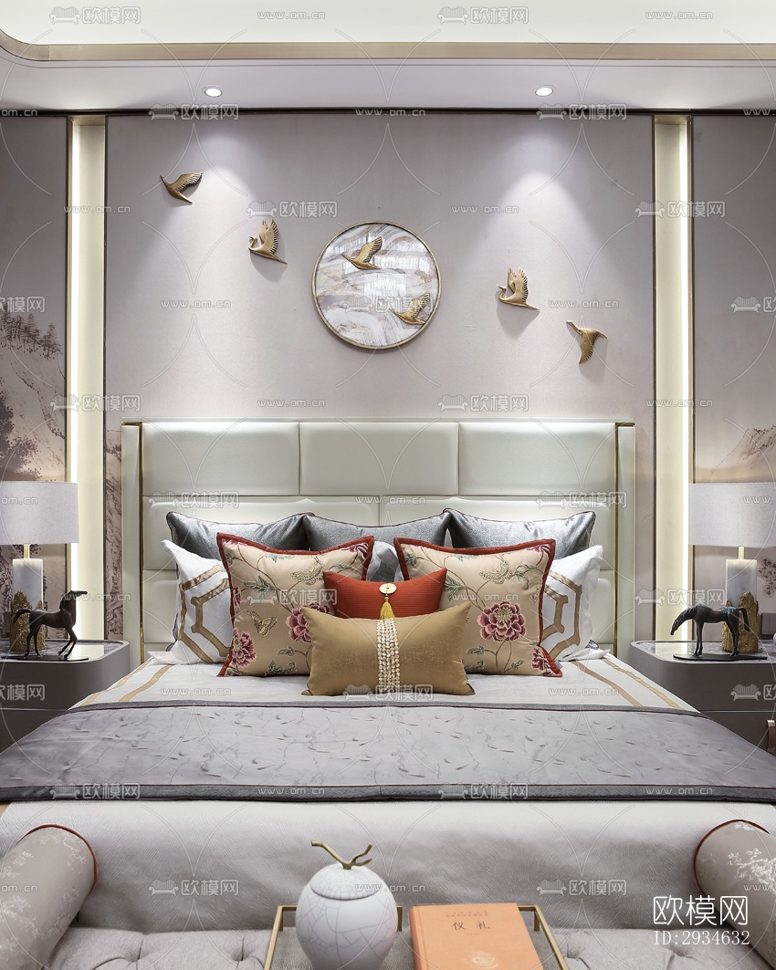 新中式平层效果图下载（渲染图8）