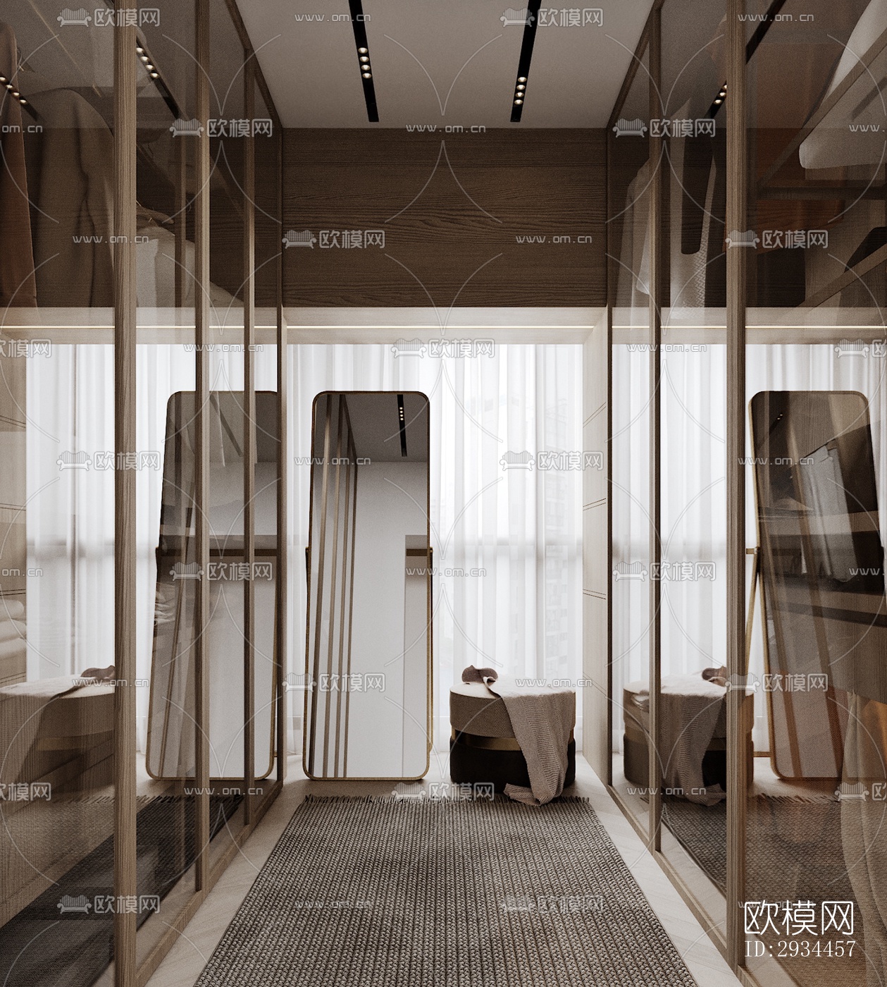 奶油风平层效果图下载（渲染图16）