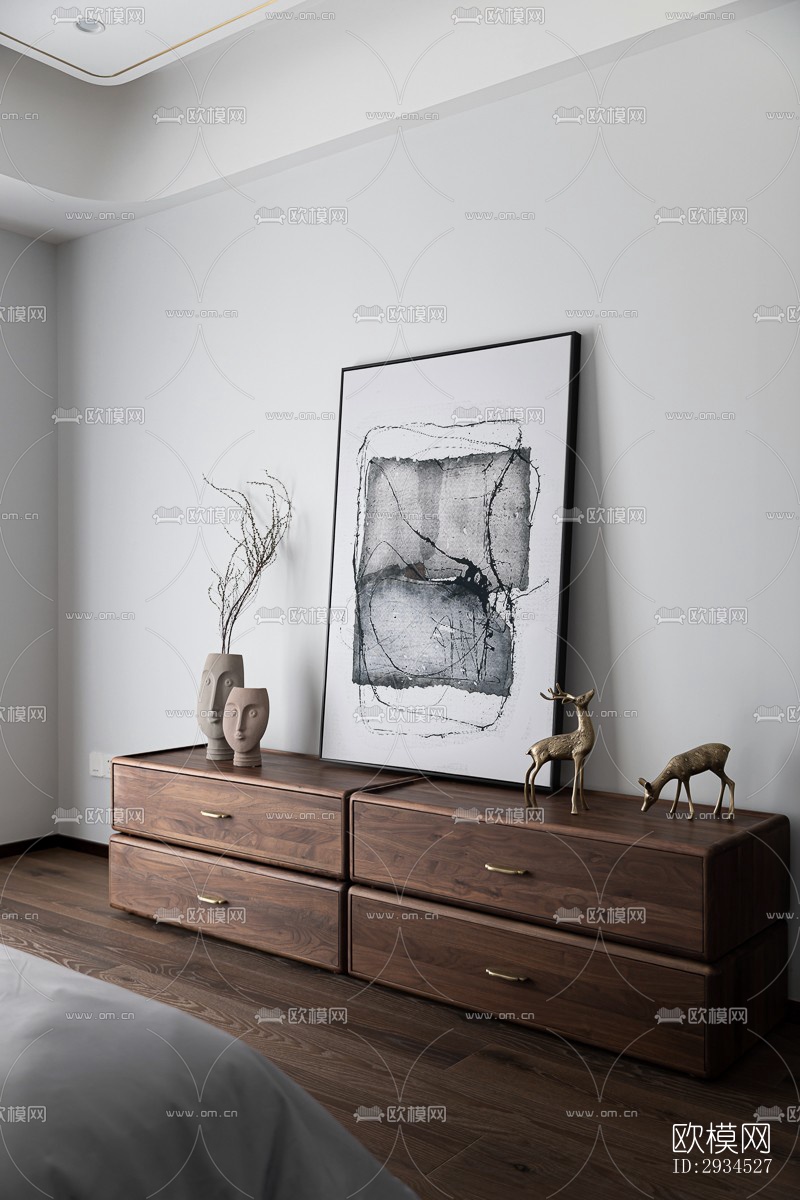 新中式平层效果图下载（渲染图9）