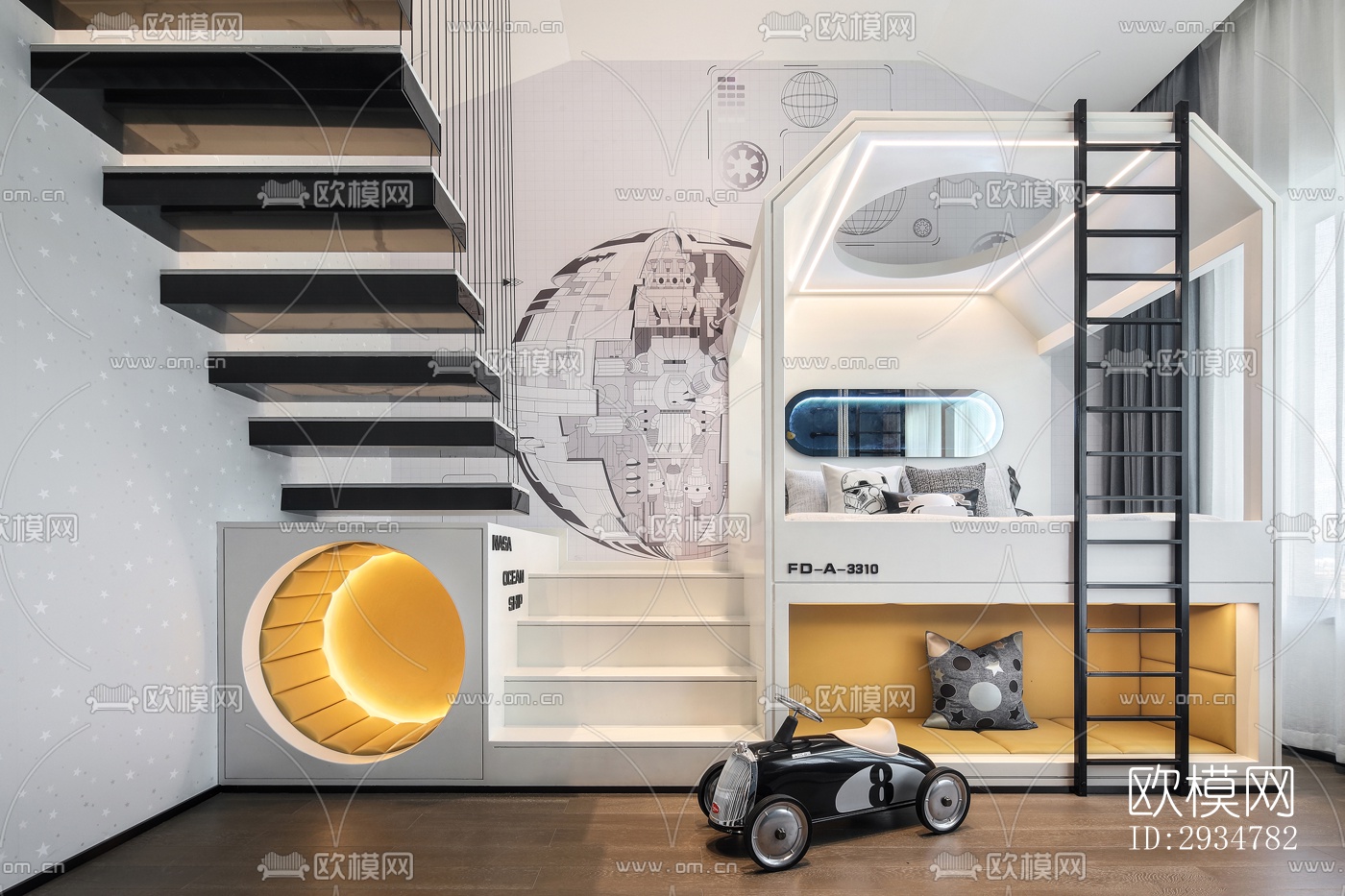 现代平层效果图下载（渲染图9）