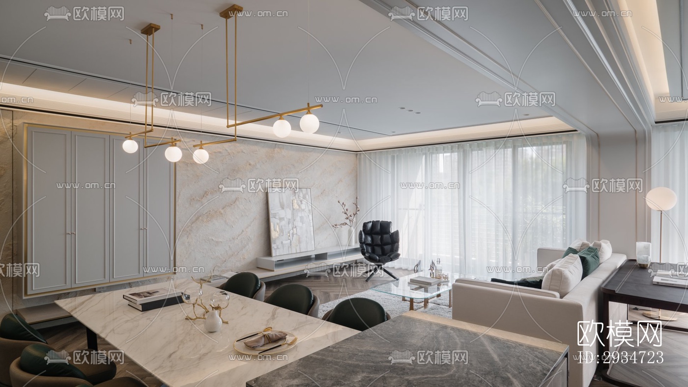 现代平层效果图下载（渲染图20）