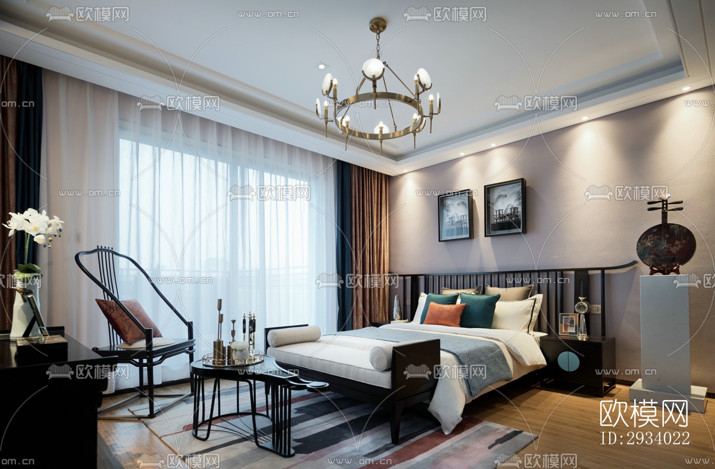 新中式别墅效果图下载（渲染图11）