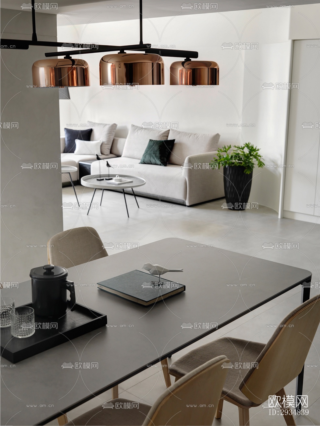 现代平层效果图下载（渲染图4）