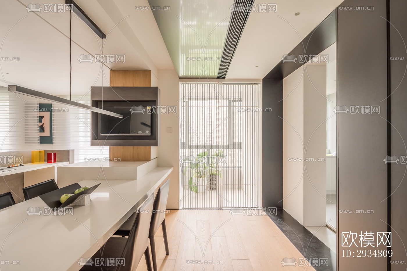 现代平层效果图下载（渲染图1）