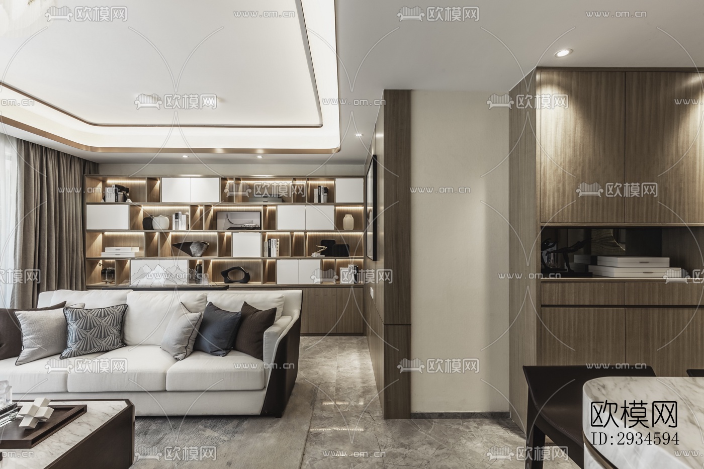 新中式平层效果图下载（渲染图15）