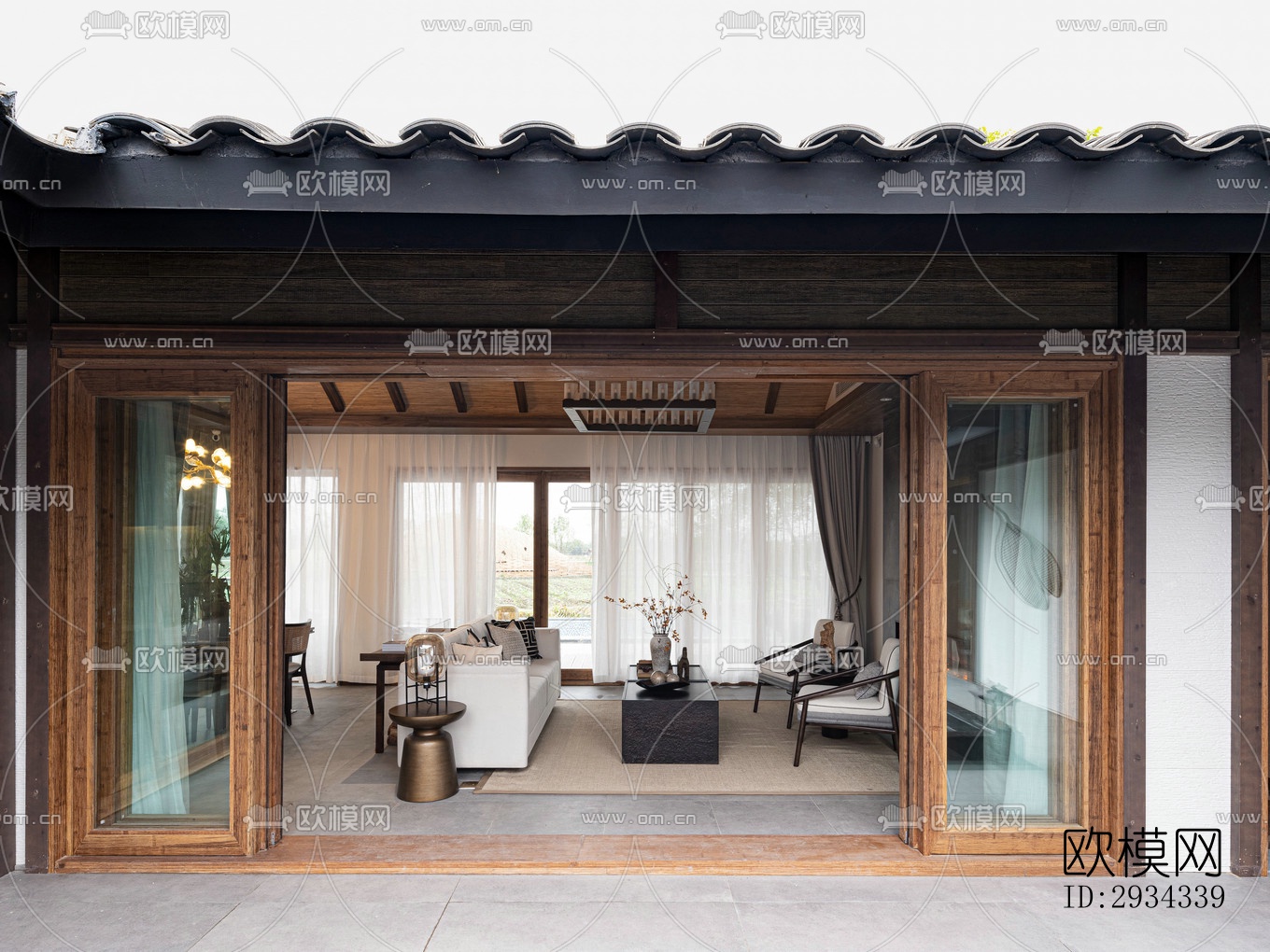 中式平层效果图下载（渲染图5）