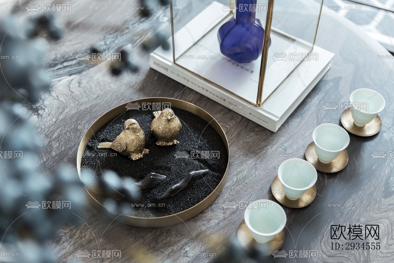 新中式平层效果图下载（渲染图12）