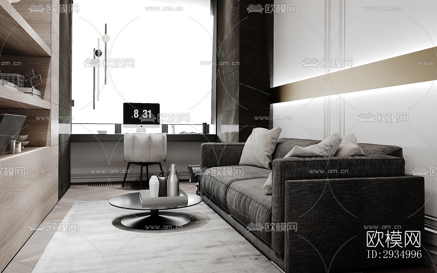 现代平层效果图下载（渲染图7）