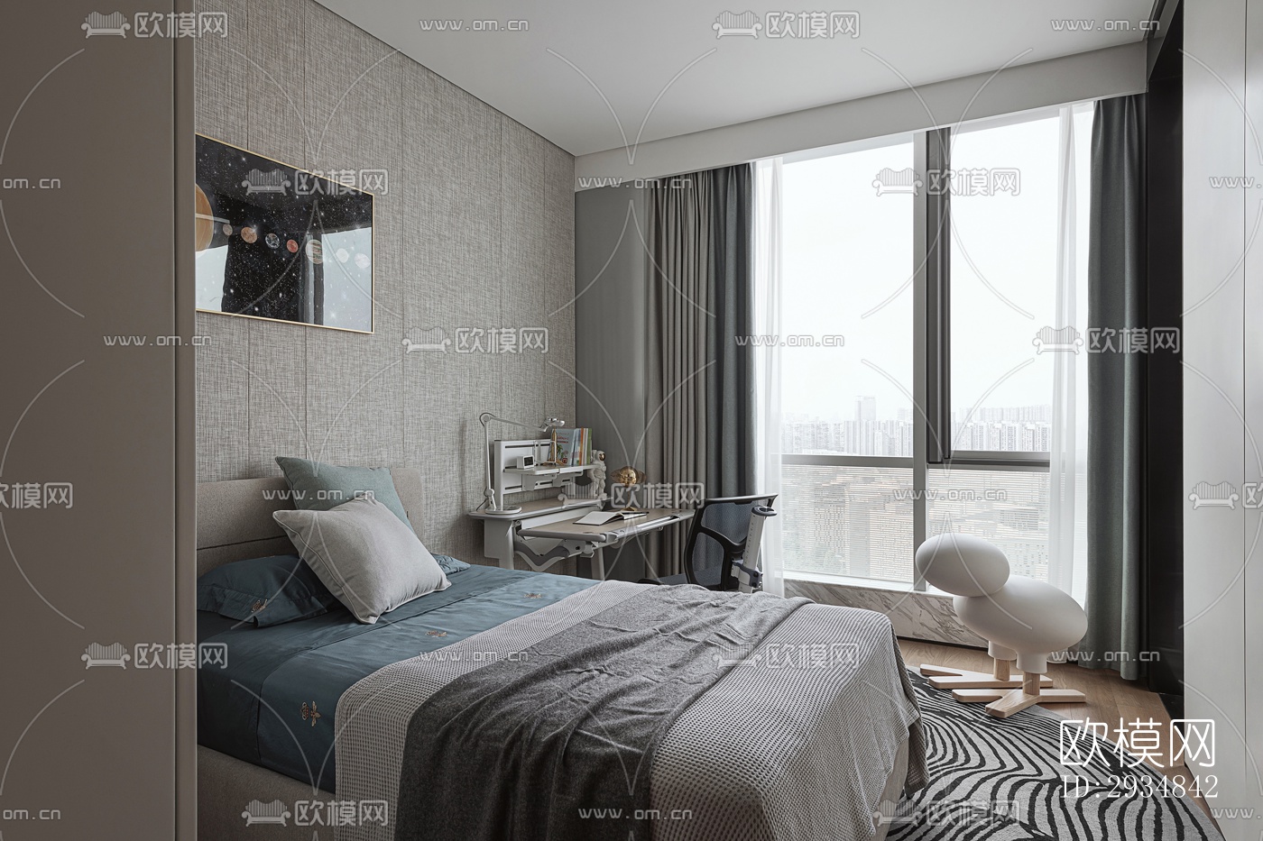 现代平层效果图下载（渲染图15）