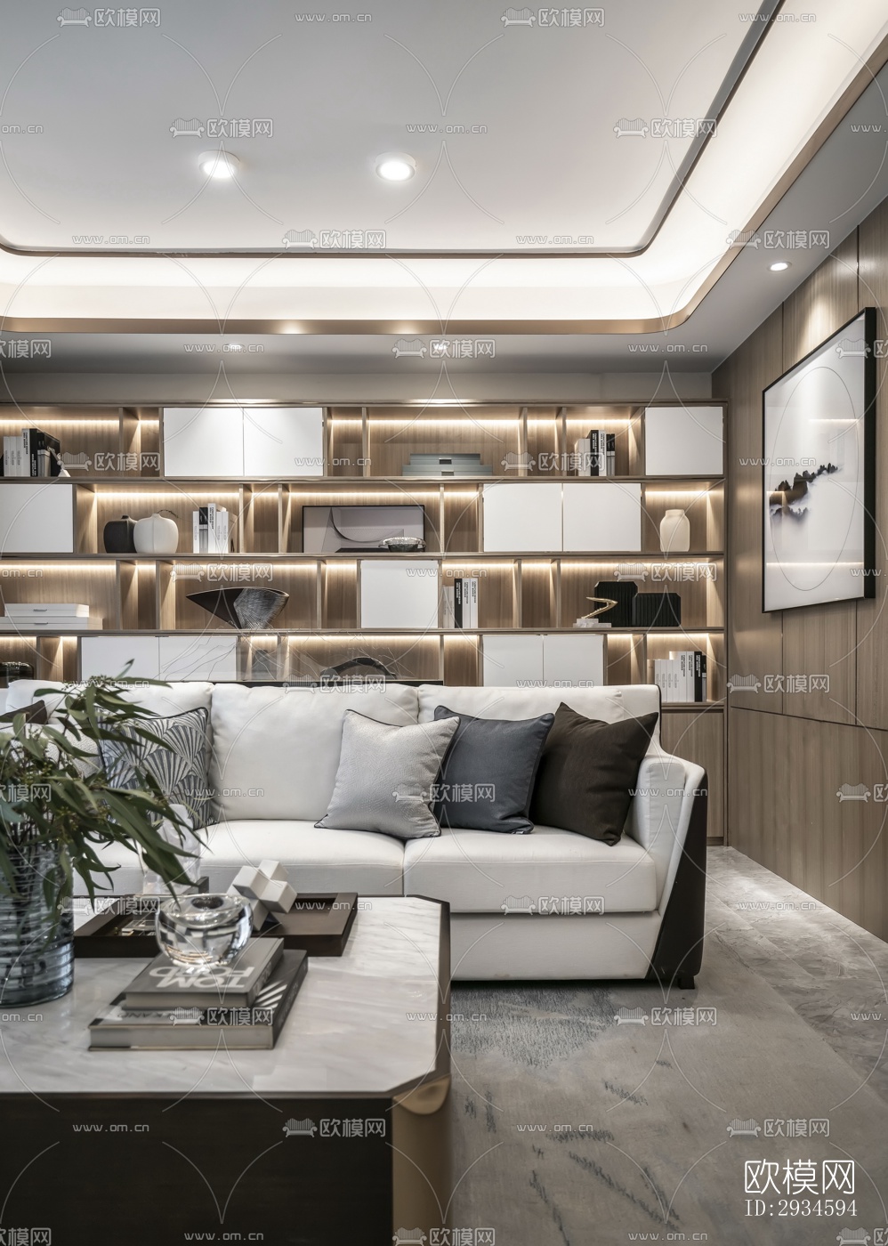 新中式平层效果图下载（渲染图16）