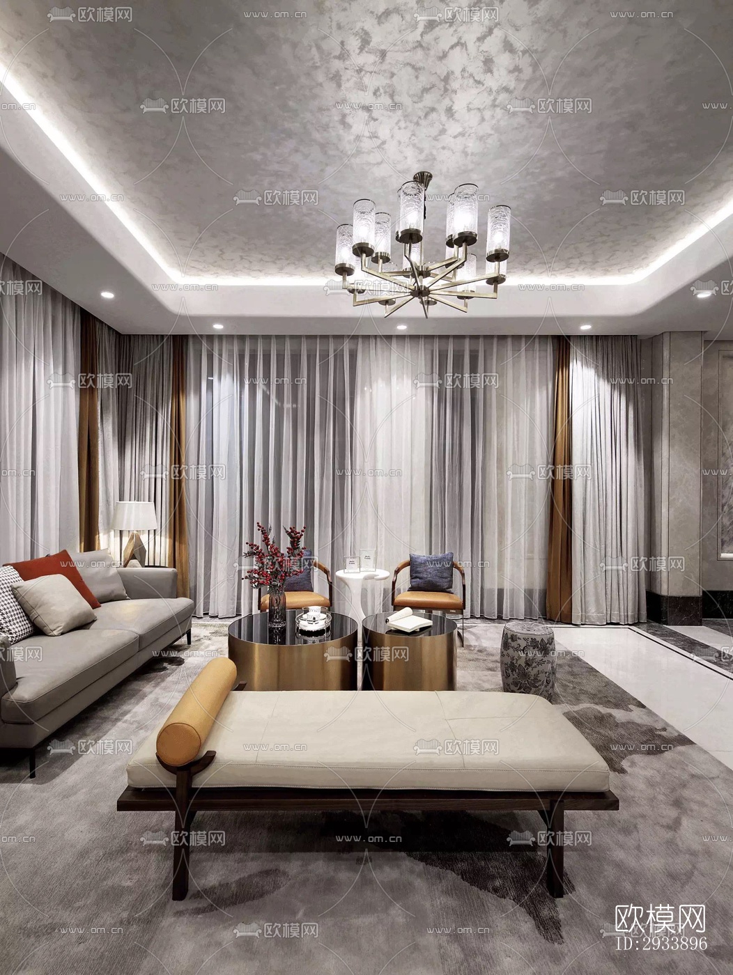 新中式别墅效果图下载（渲染图16）