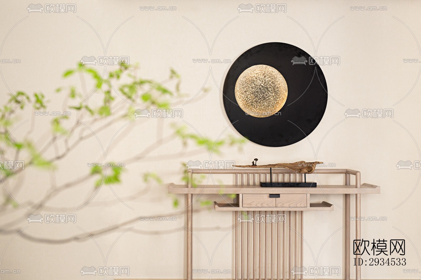 新中式平层效果图下载（渲染图2）