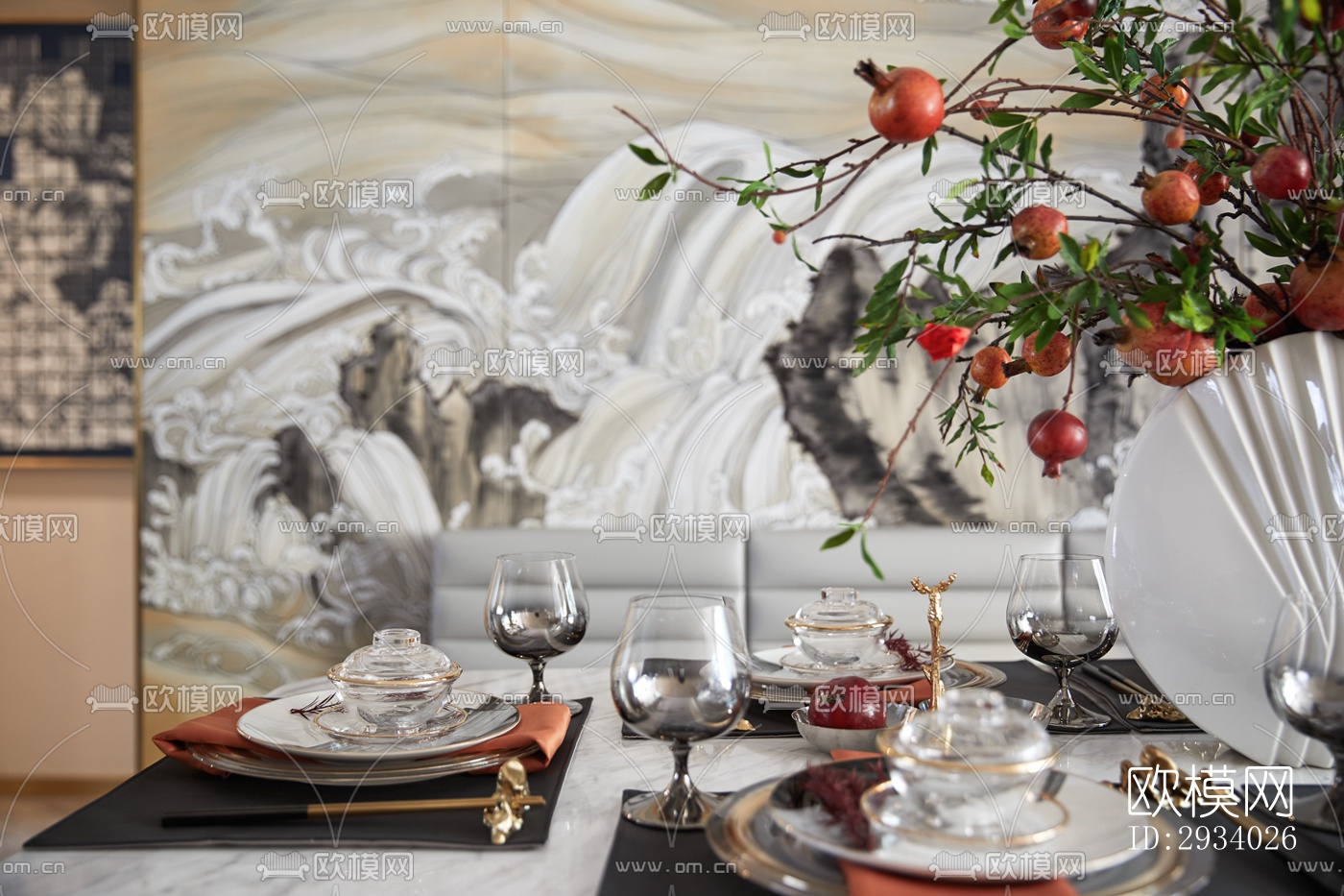 新中式别墅效果图下载（渲染图6）