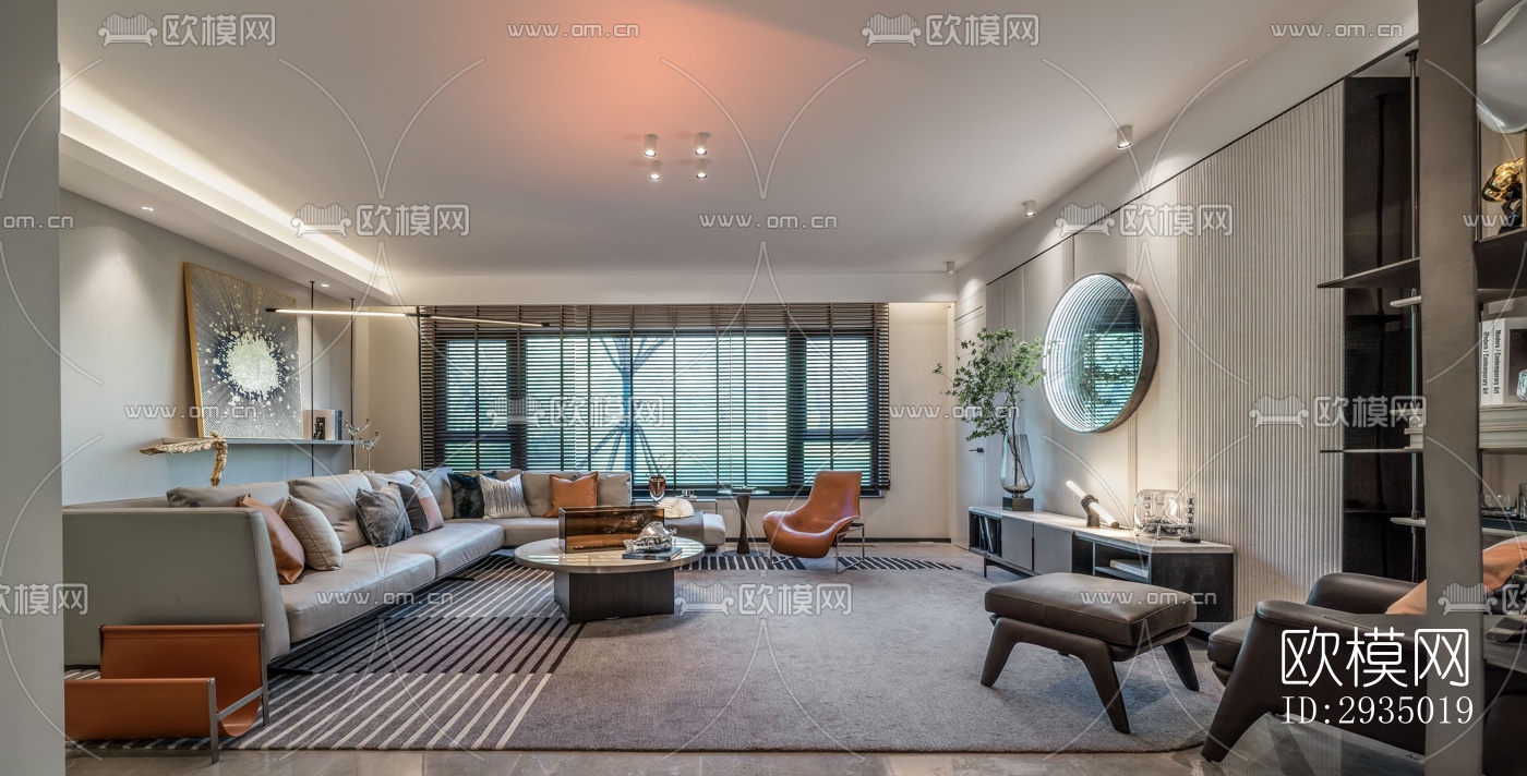 现代平层效果图下载（渲染图1）