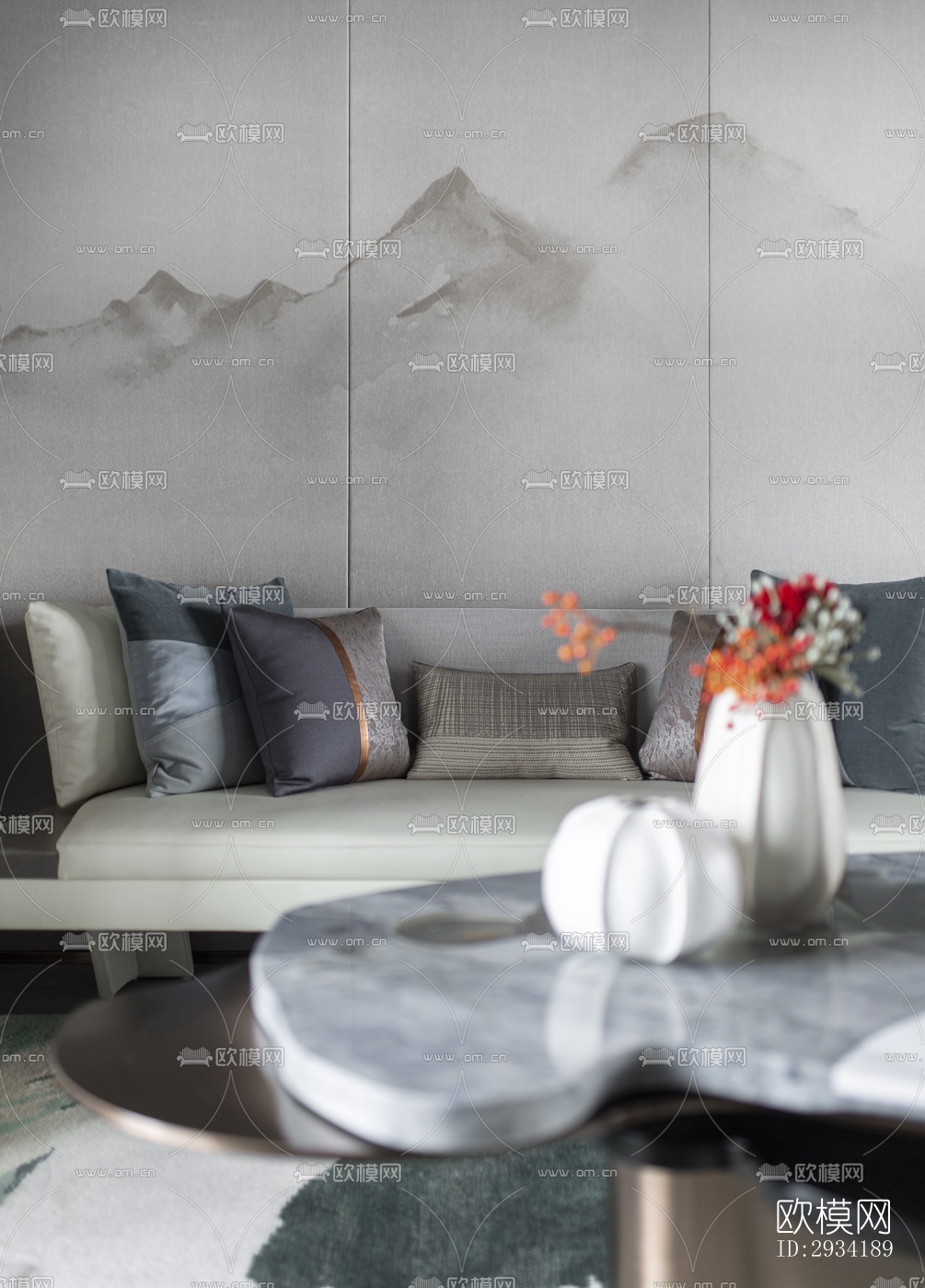 新中式复式效果图下载（渲染图7）