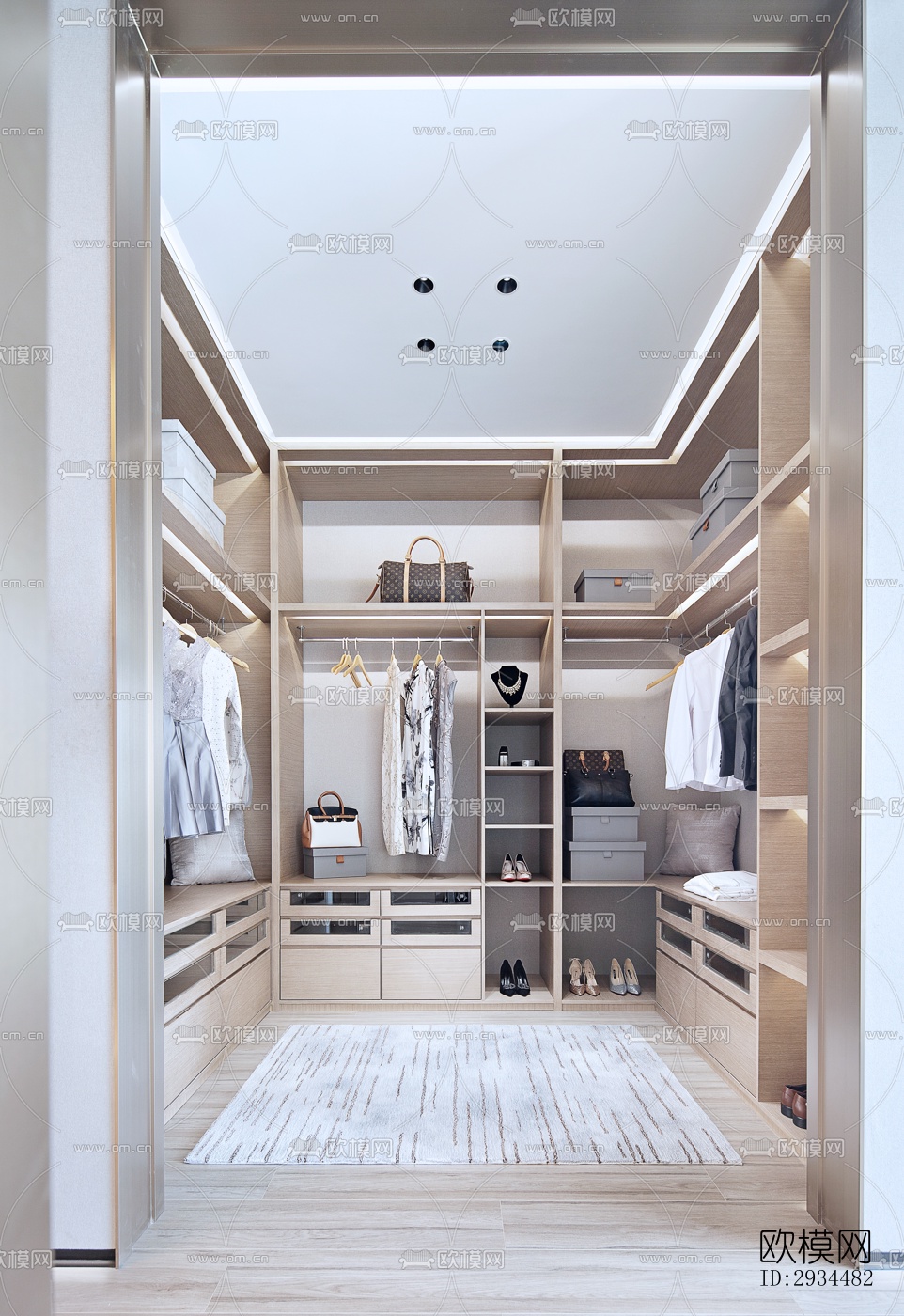 新中式平层效果图下载（渲染图10）