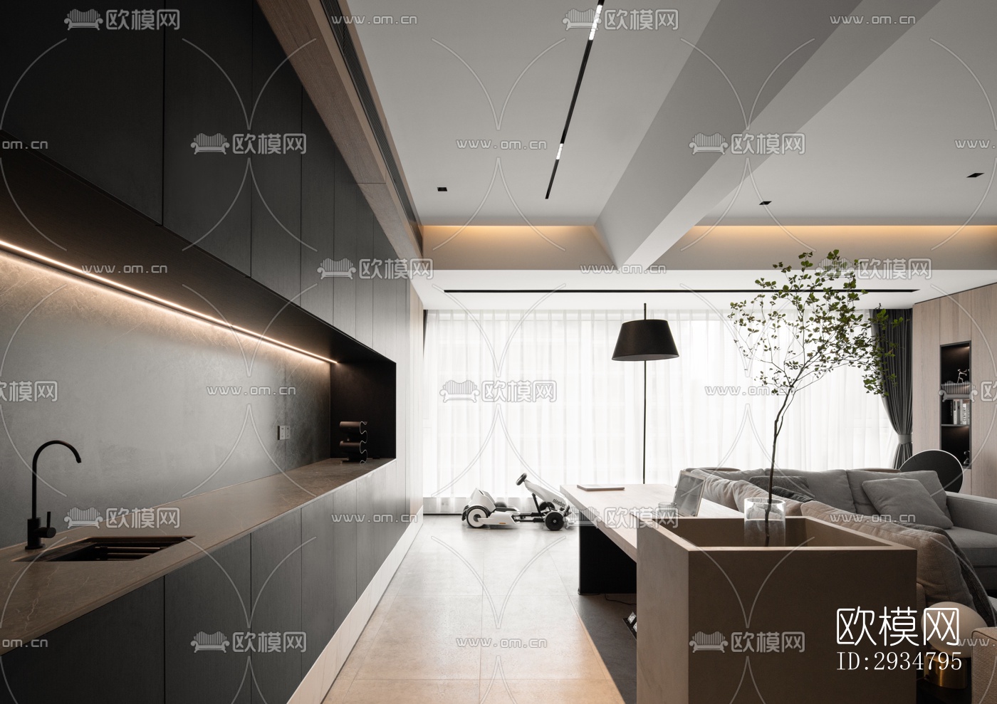 现代平层效果图下载（渲染图2）