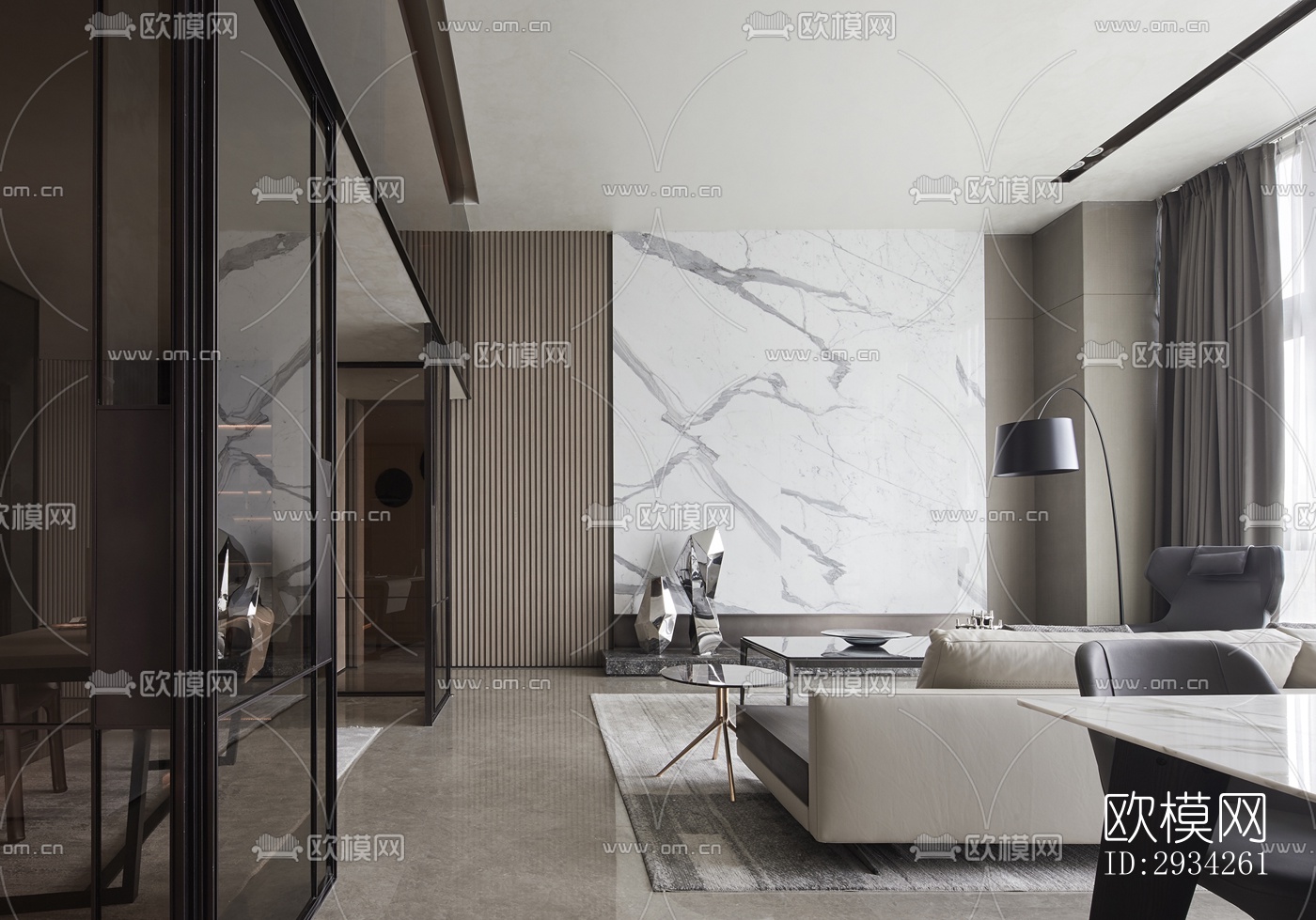 现代复式效果图下载（渲染图10）