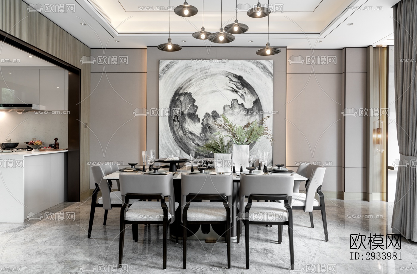 新中式别墅效果图下载（渲染图7）