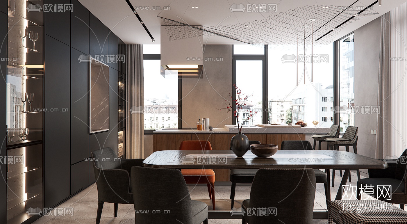 现代平层效果图下载（渲染图14）