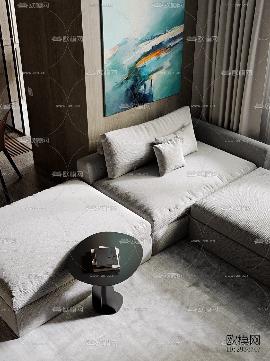 现代平层效果图下载（渲染图13）