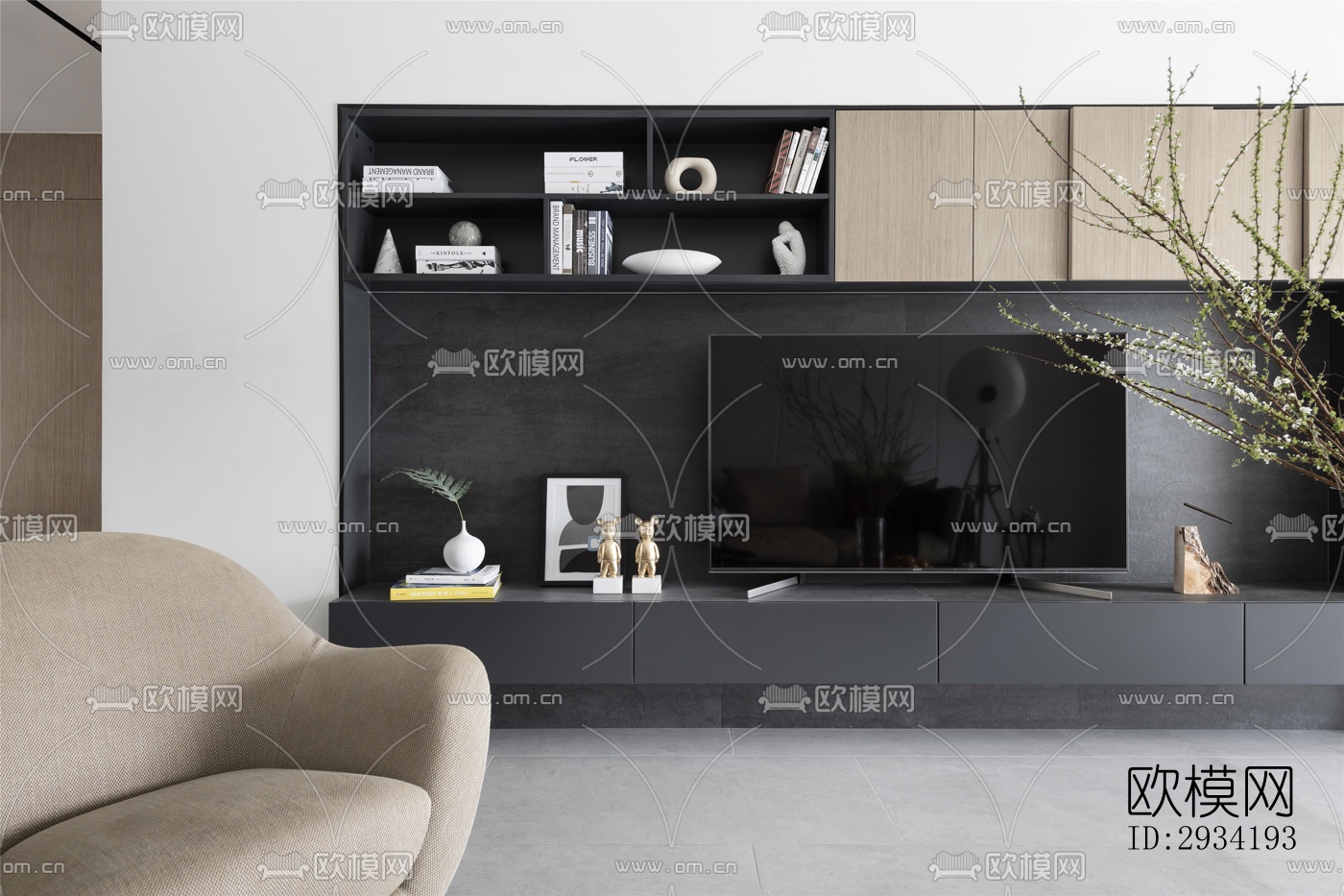 新中式复式效果图下载（渲染图1）