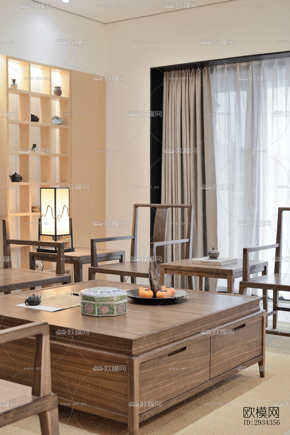 中式平层效果图下载（渲染图13）