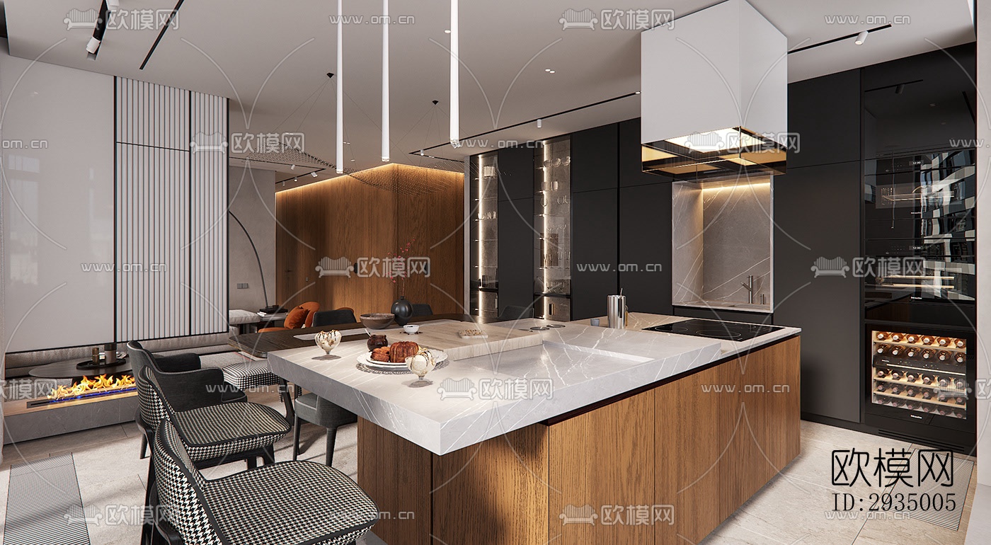 现代平层效果图下载（渲染图15）