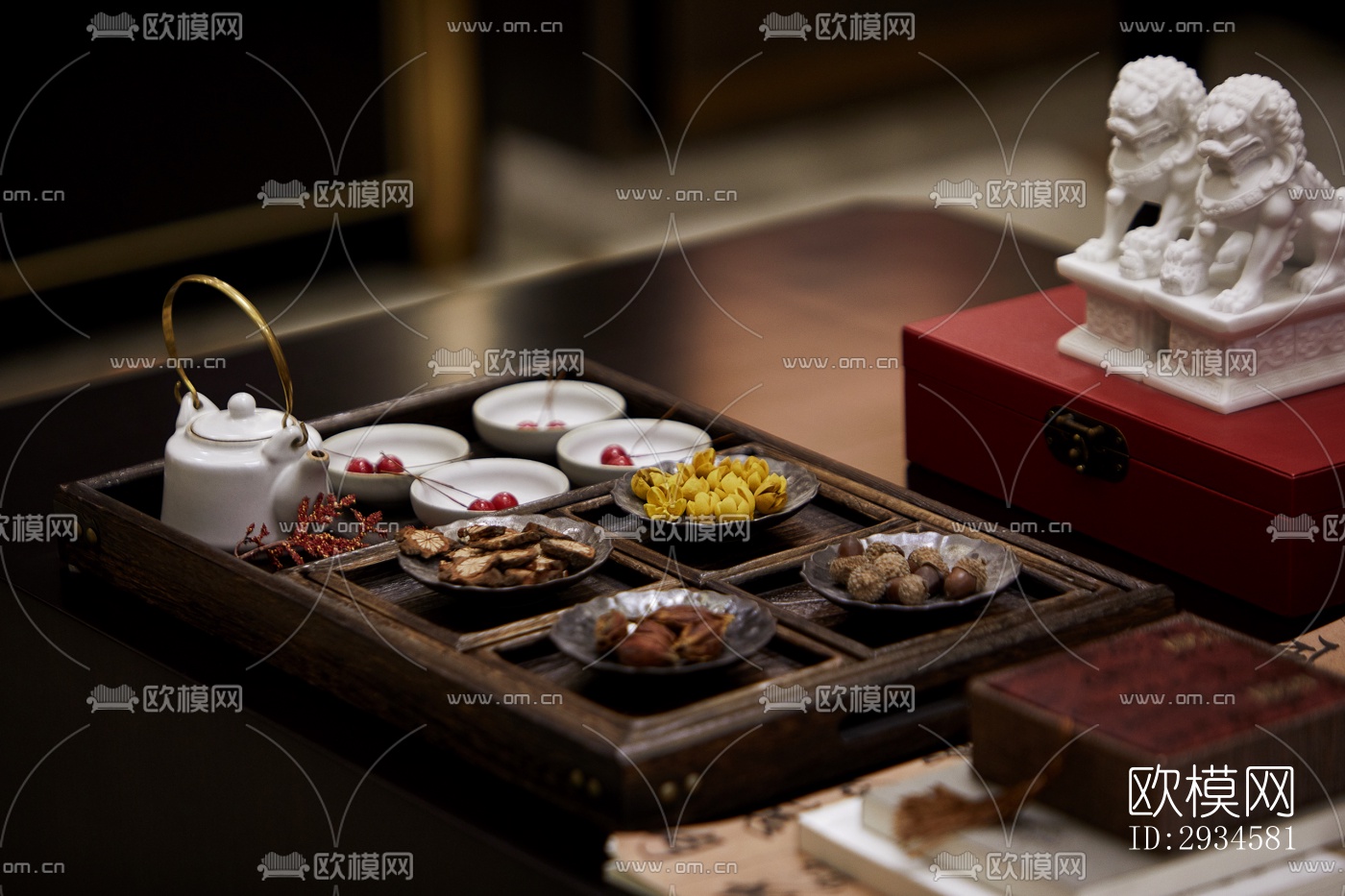 新中式平层效果图下载（渲染图13）