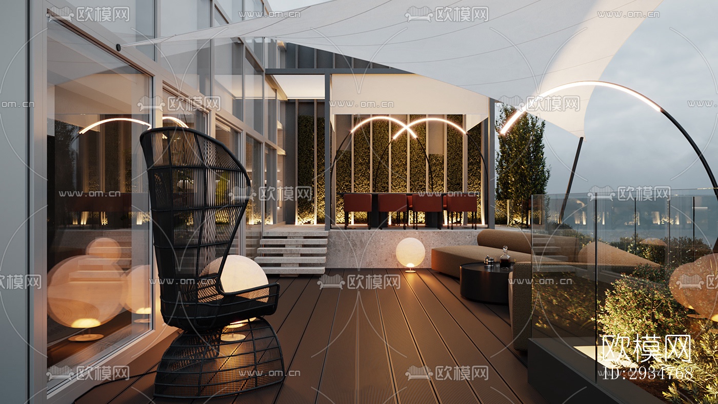 现代平层效果图下载（渲染图9）