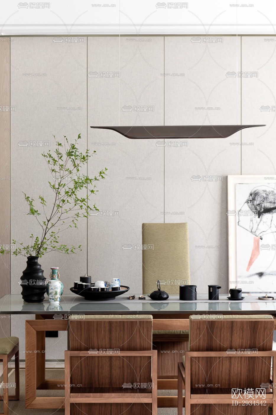 新中式平层效果图下载（渲染图16）