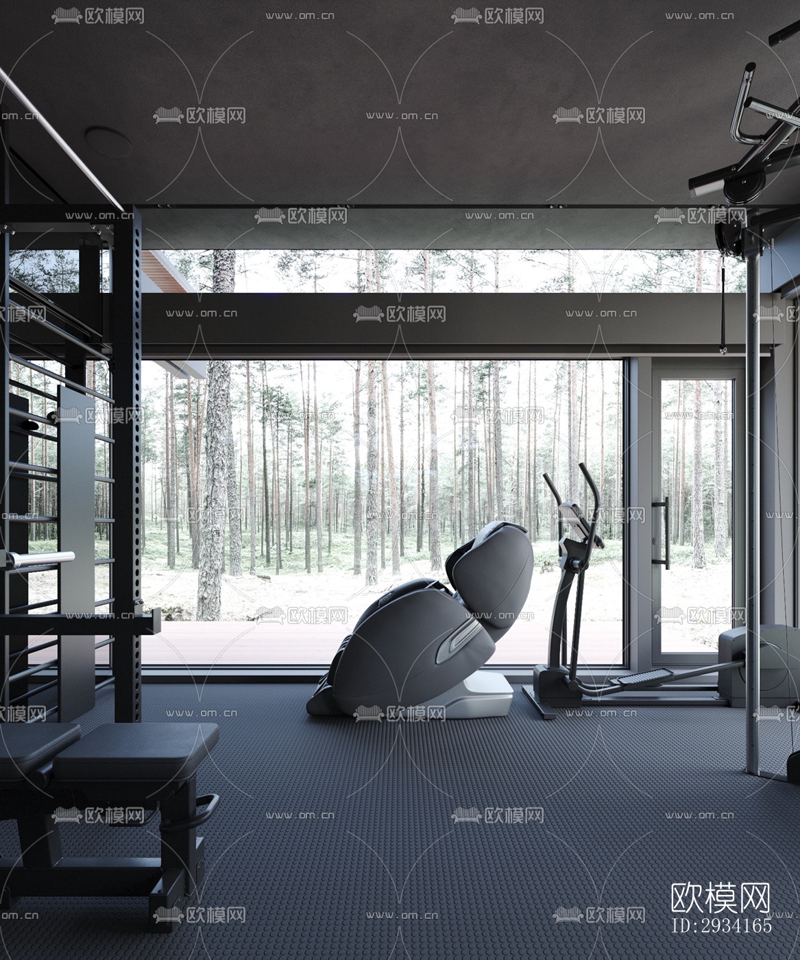 高级灰别墅效果图下载（渲染图13）