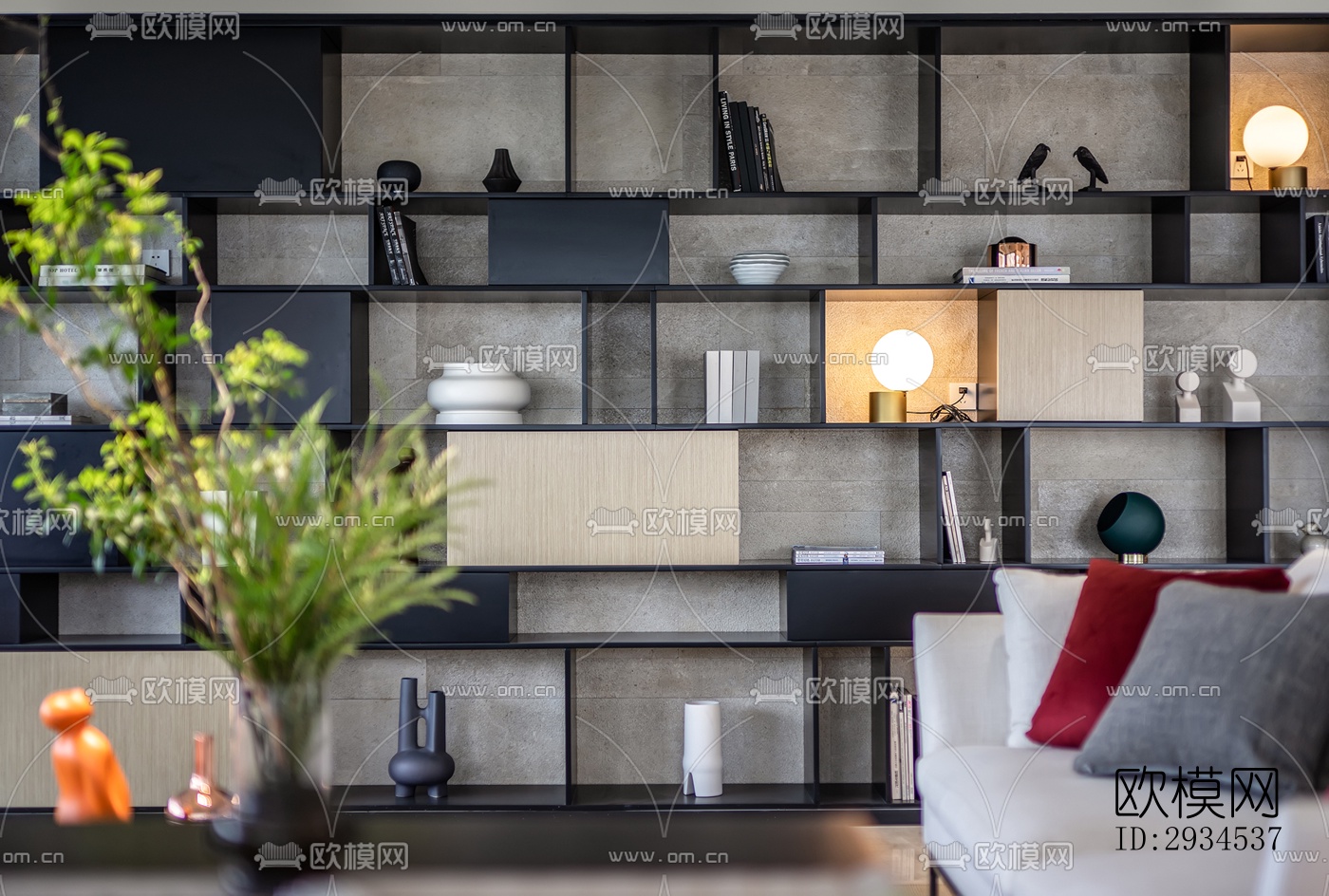 新中式平层效果图下载（渲染图12）