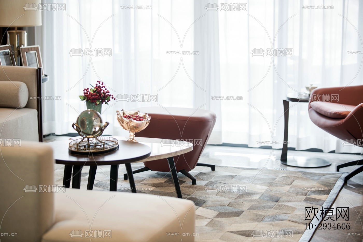 新中式平层效果图下载（渲染图1）