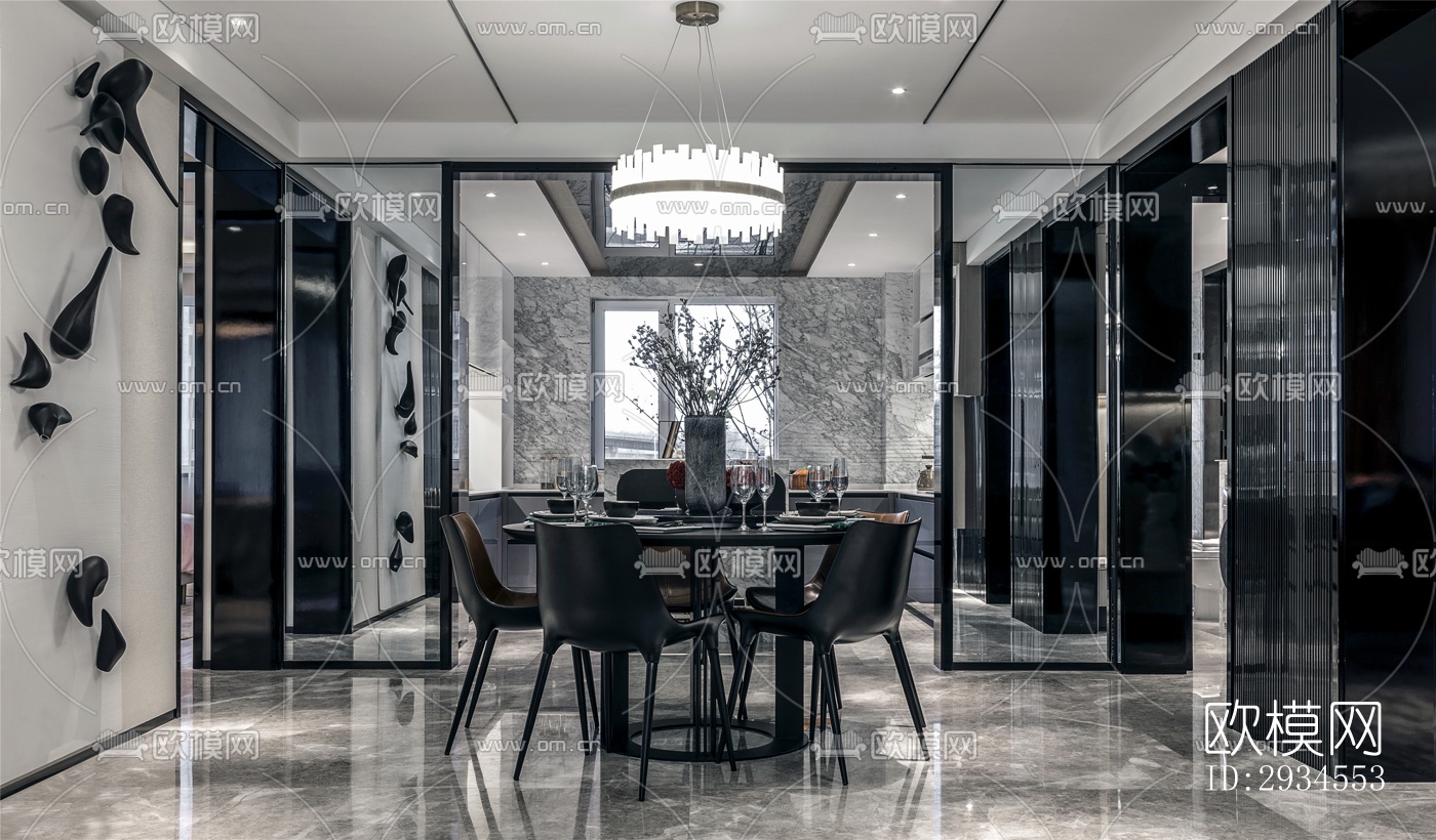 新中式平层效果图下载（渲染图6）