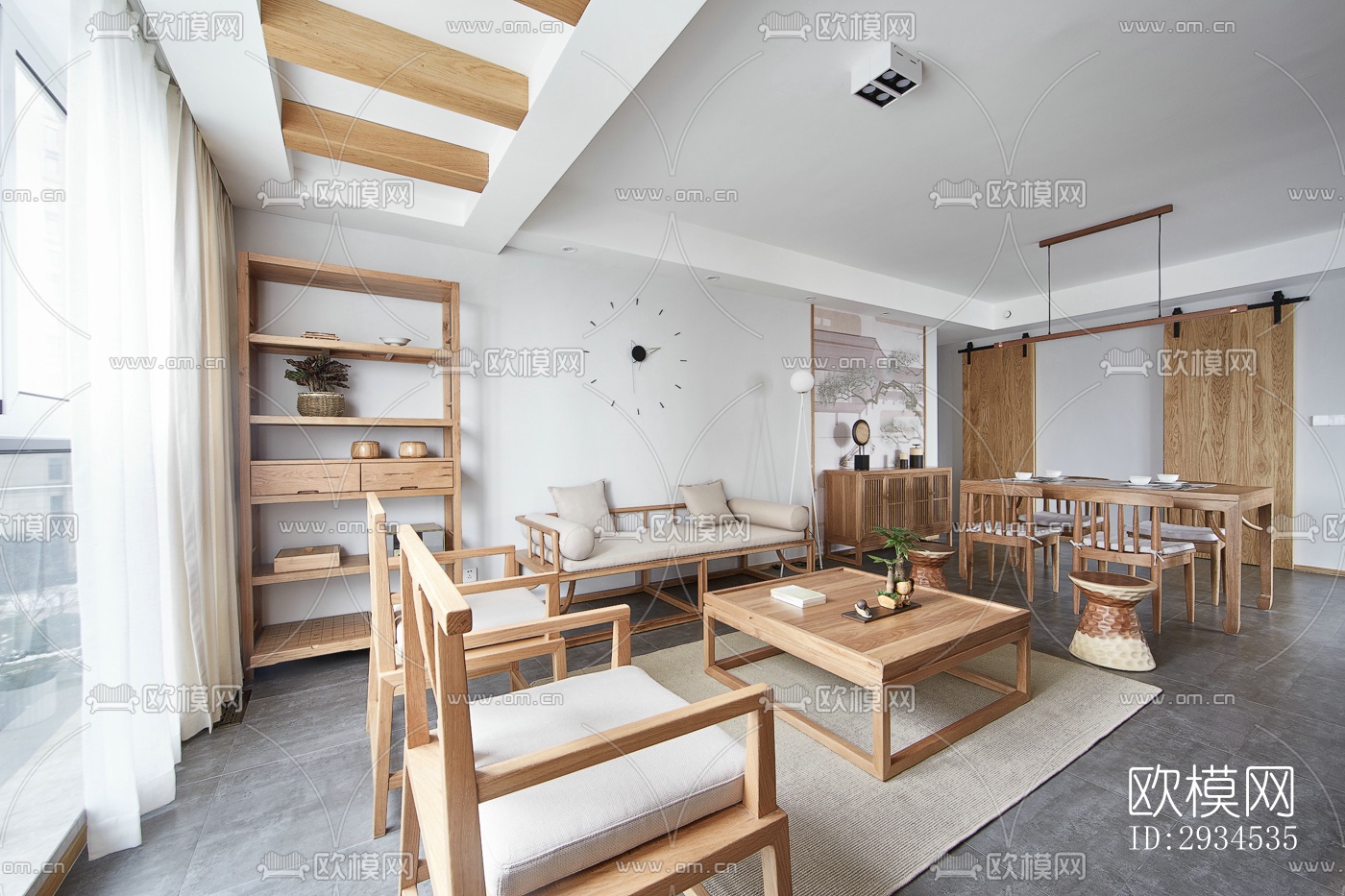 新中式平层效果图下载（渲染图20）