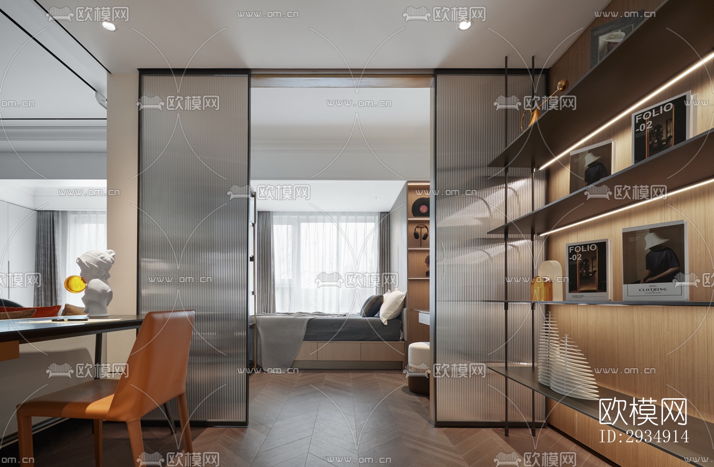 现代平层效果图下载（渲染图14）