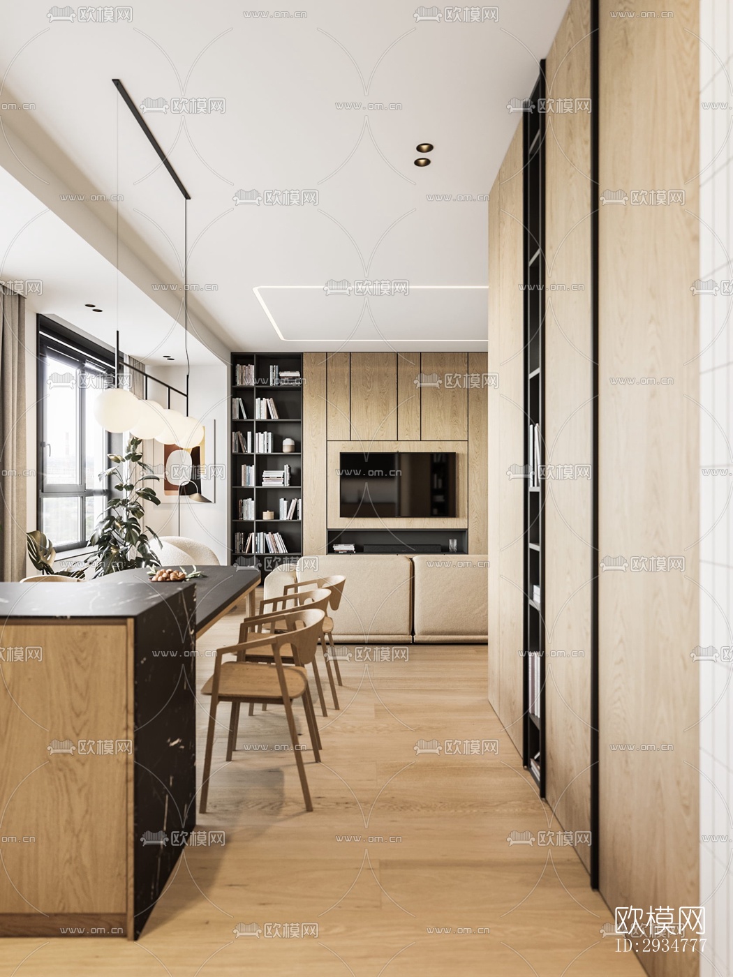 现代平层效果图下载（渲染图17）