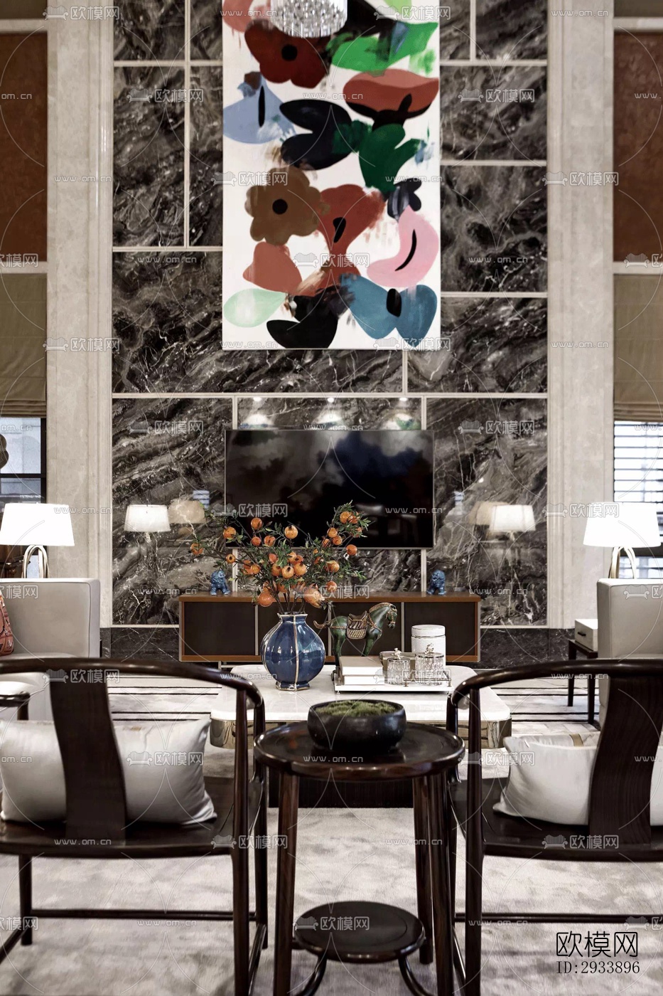 新中式别墅效果图下载（渲染图14）