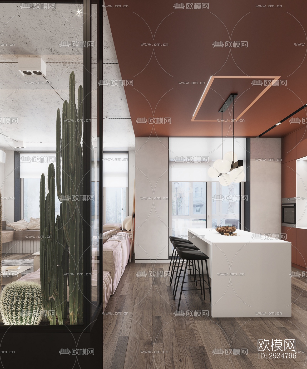 现代平层效果图下载（渲染图16）