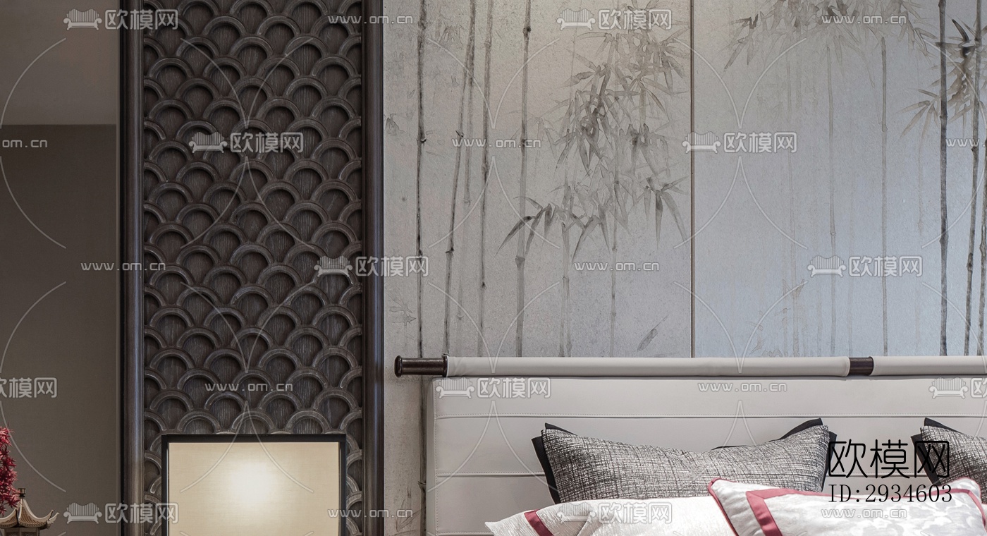 新中式平层效果图下载（渲染图16）