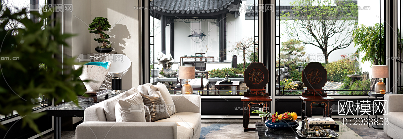 中式别墅效果图下载（渲染图14）