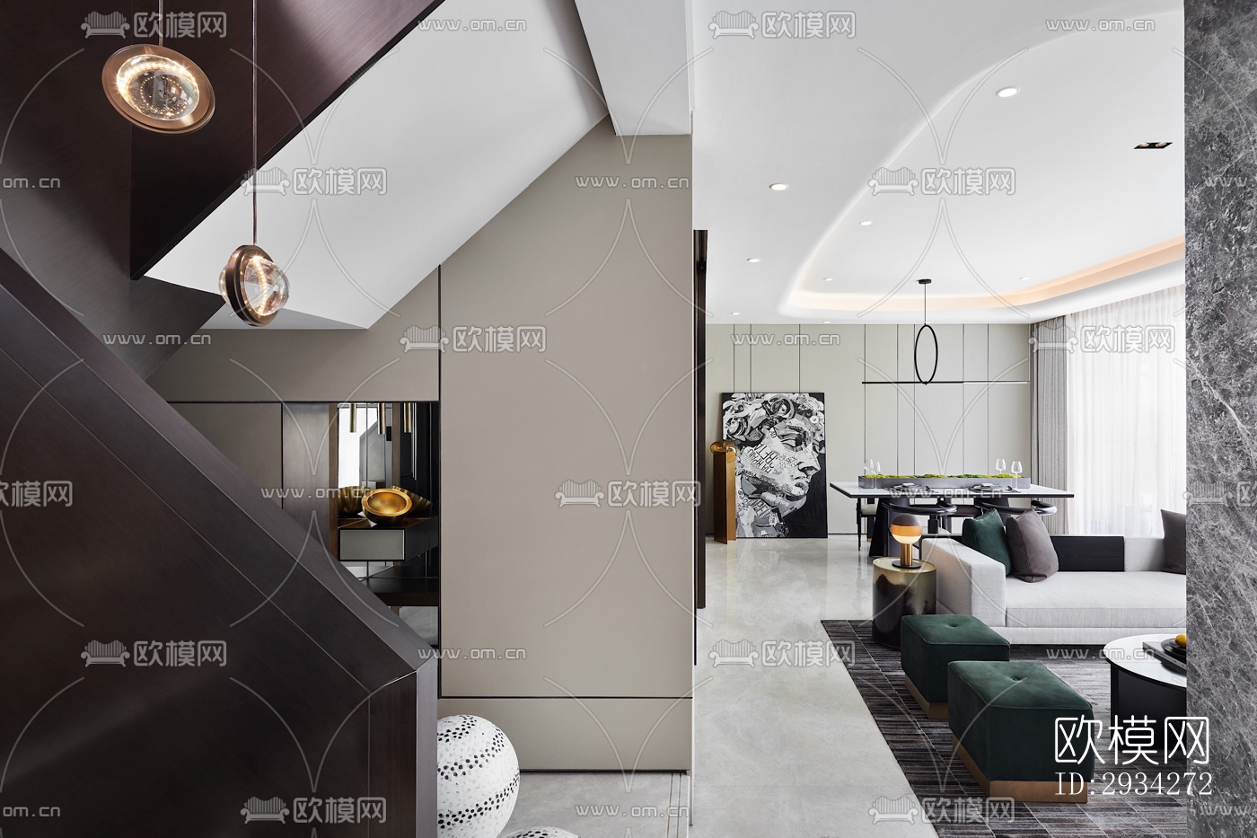 现代复式效果图下载（渲染图3）