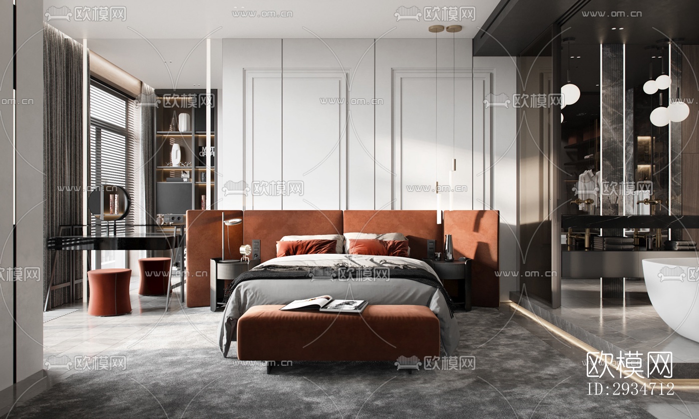 现代平层效果图下载（渲染图3）