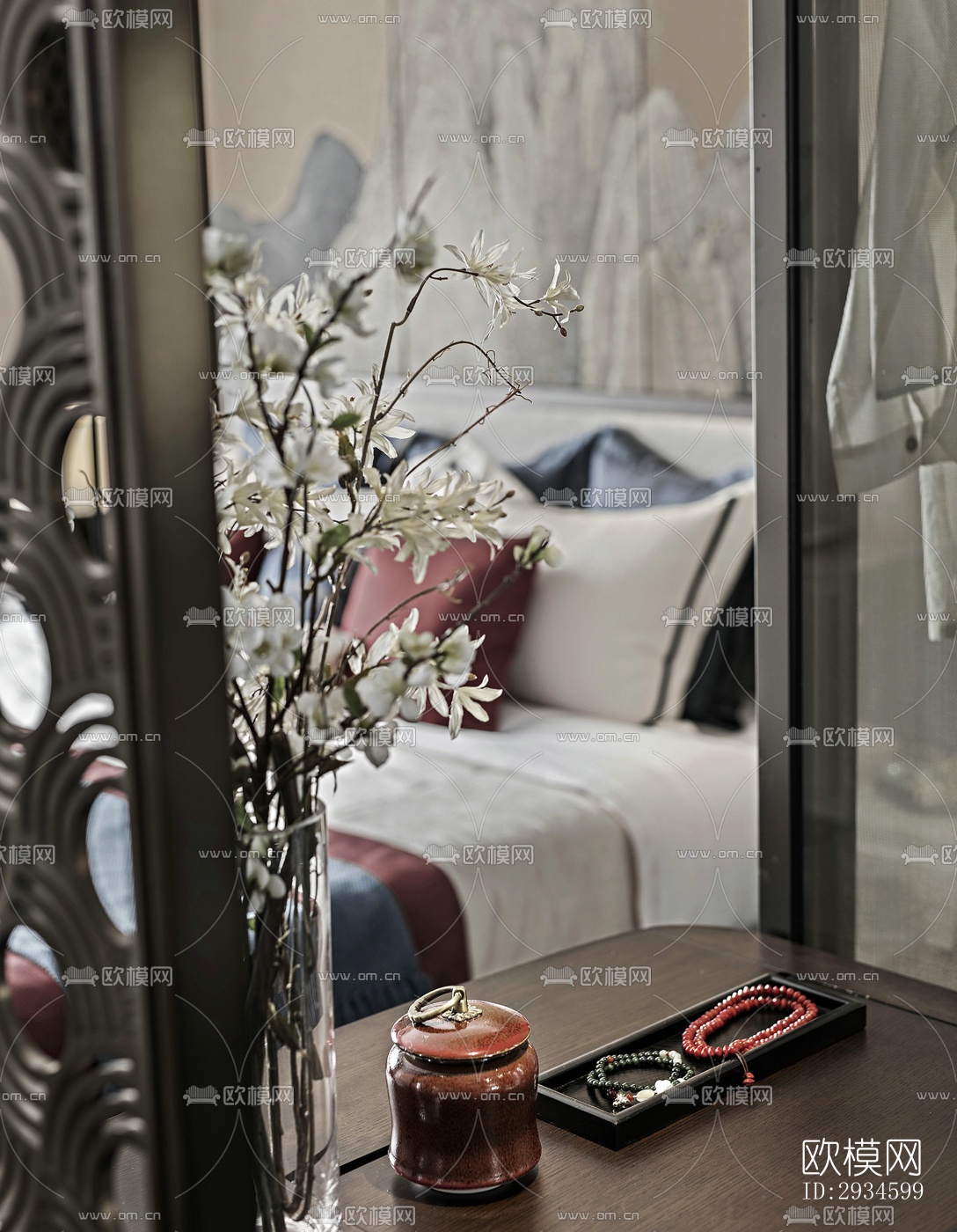 新中式平层效果图下载（渲染图8）