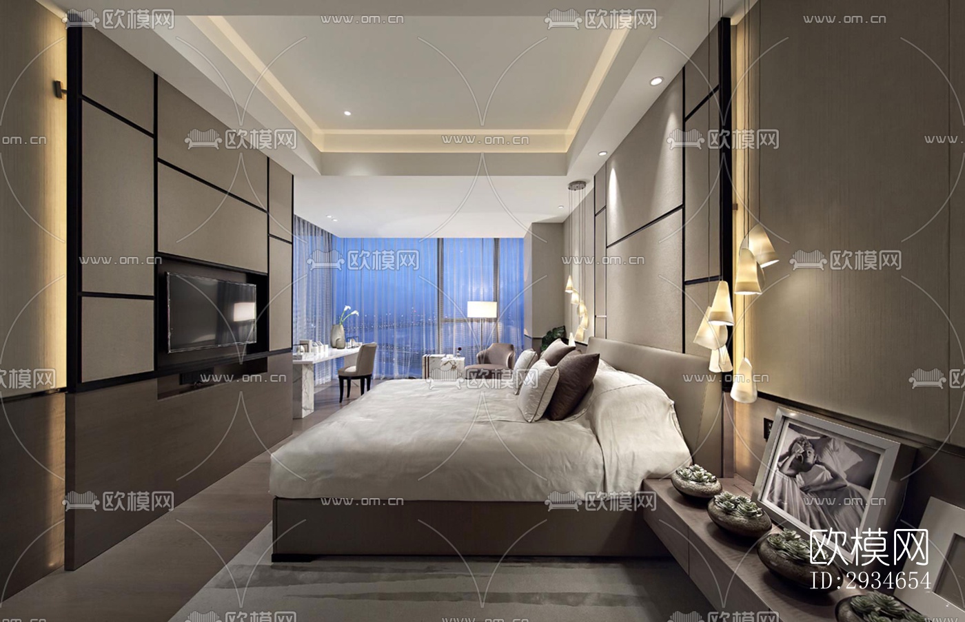 新中式平层效果图下载（渲染图9）