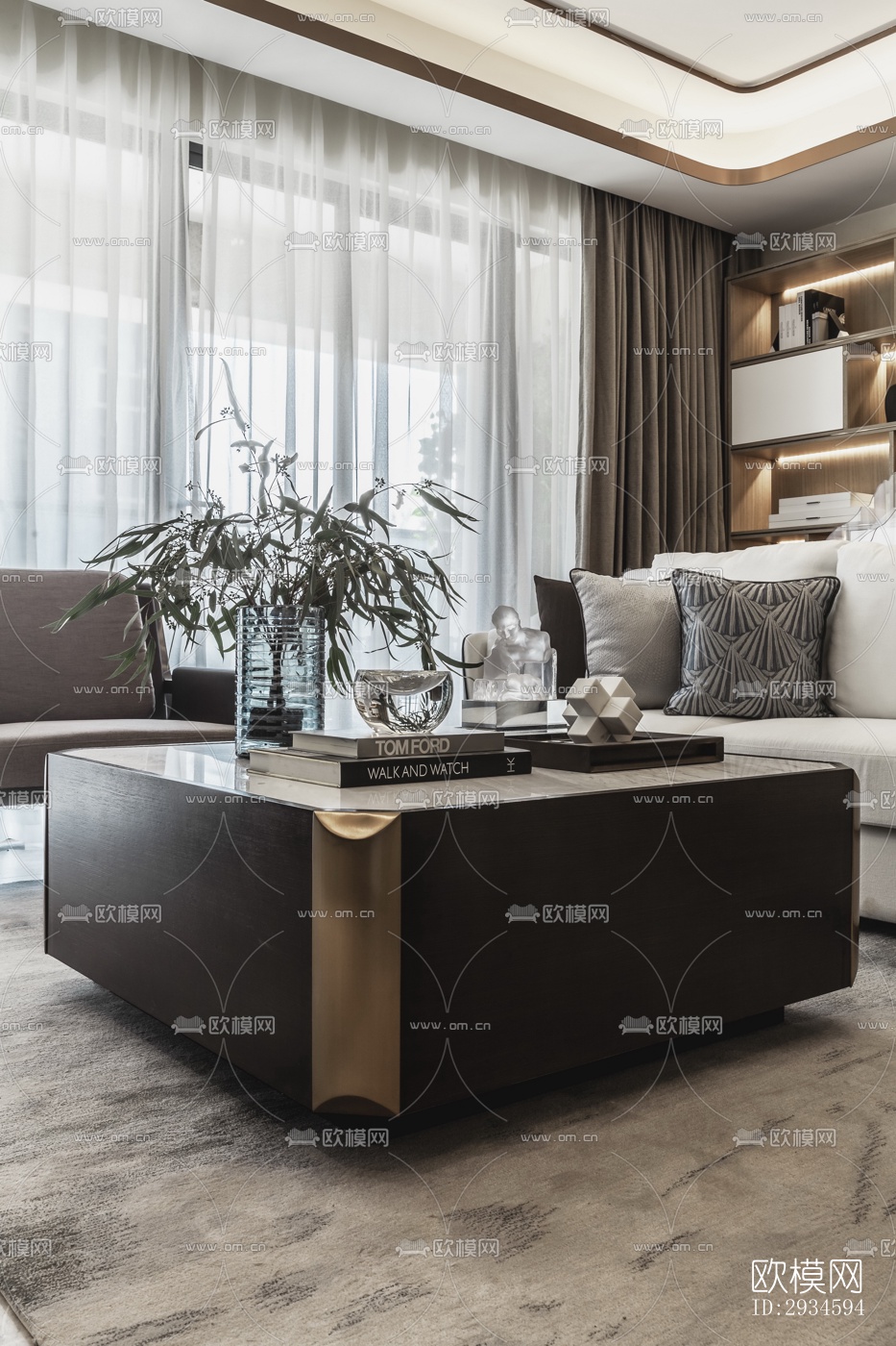 新中式平层效果图下载（渲染图19）