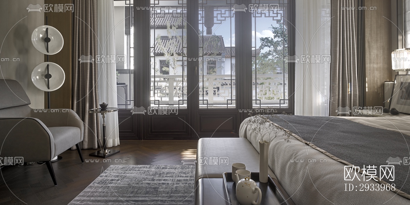 新中式别墅效果图下载（渲染图7）