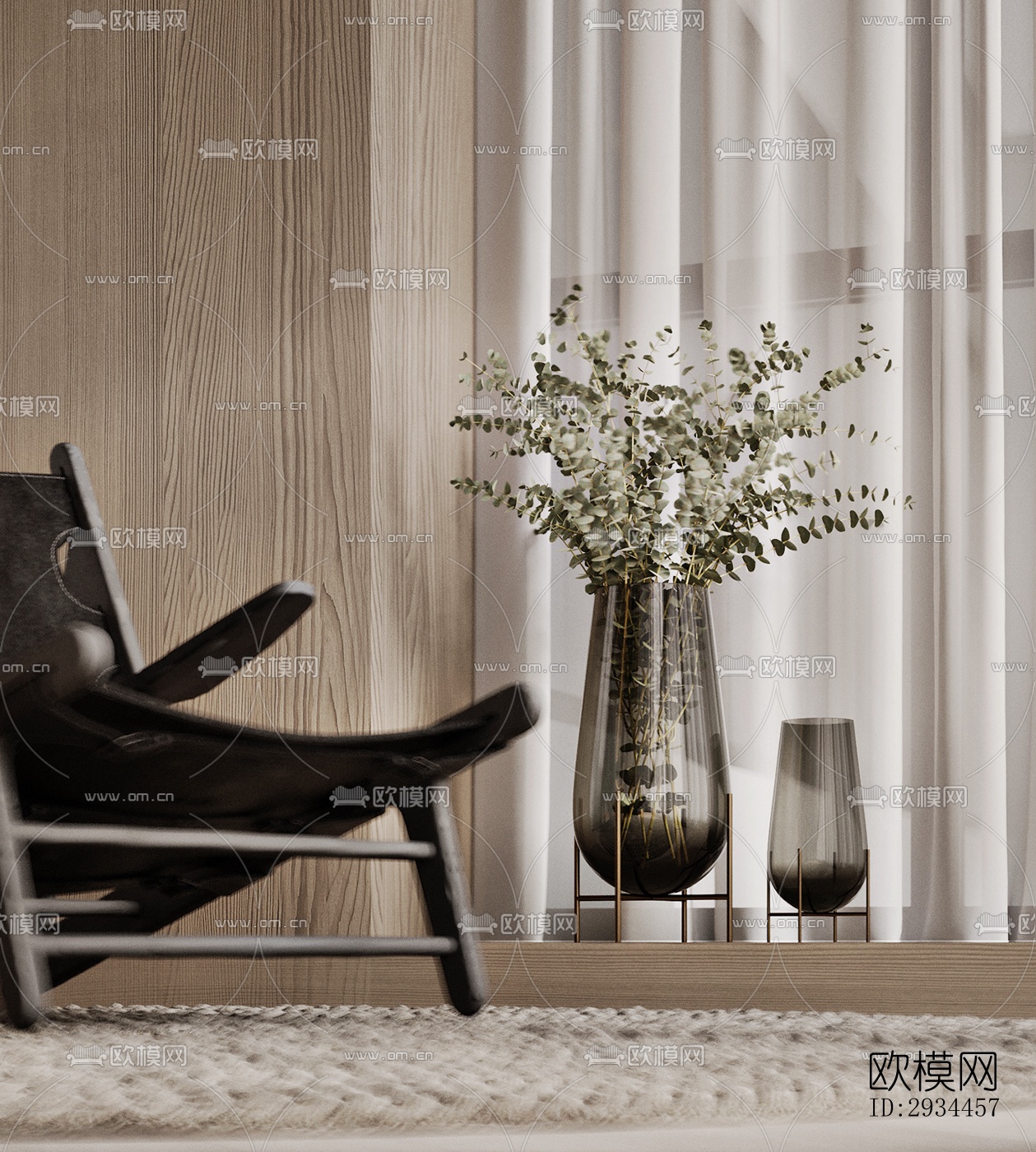 奶油风平层效果图下载（渲染图10）