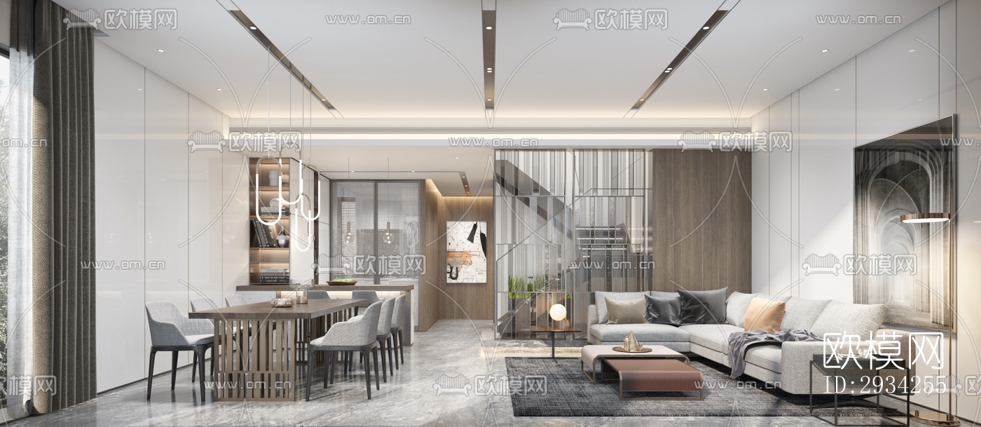 现代复式效果图下载（渲染图1）